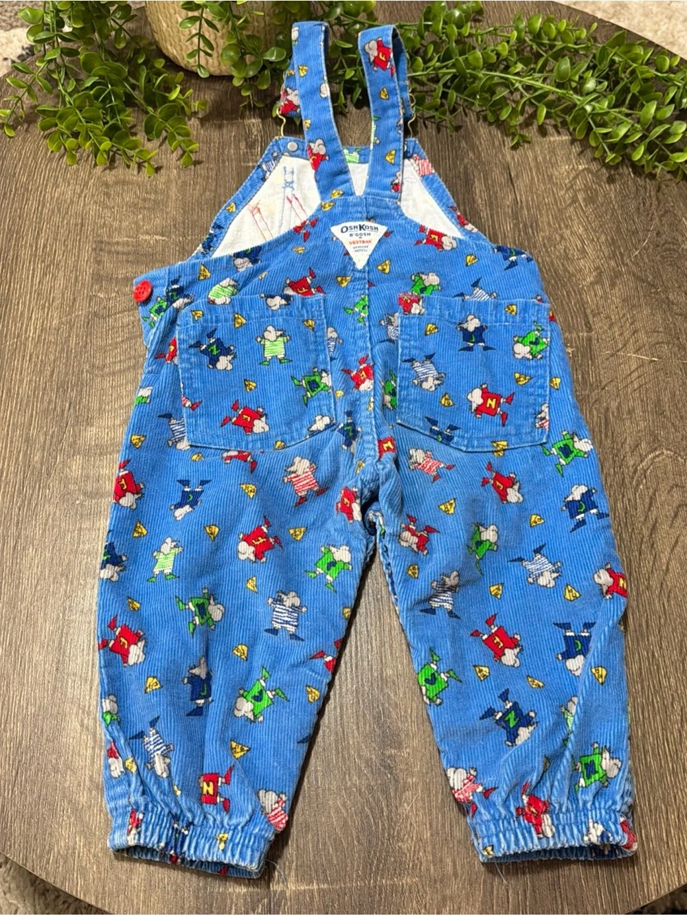 Oshkosh B'gosh Vestback Vintage Corduroy Overalls 12 Months Mouse and Cheese